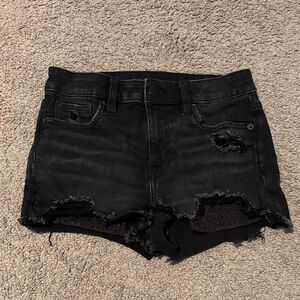 American Eagle Black Distressed Jean Shorts